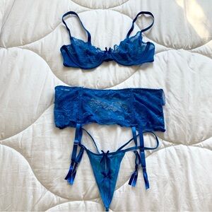 💥4/$15 NWOT Blue Lace Lingerie Set